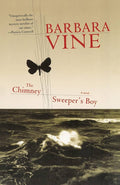 Book cover for 'The Chimney Sweeper's Boy | AfriReads' by Barbara Vine, featuring a black moth puppet over stormy ocean waves.